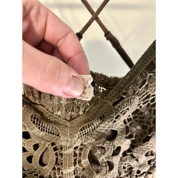 NWT C&V Chelsea & Violet Ruffle Olive Green Lined Dress Size-S - Picture 15 of 16